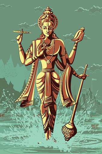 Indian God Vishnu Giving Blessing Stock Illustration - Download Image Now -  Clip Art, Computer Graphic, Culture of India - iStock