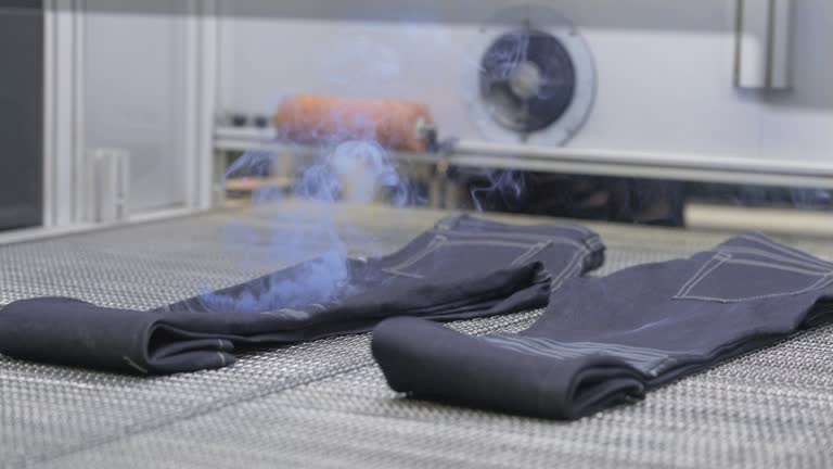 Mass production ripping jeans with a laser machine