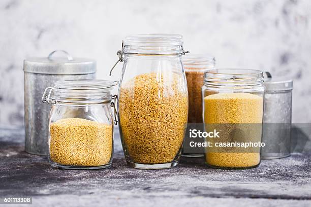 Quinoa Bulgur And Couscous Cereals Stock Photo - Download Image Now - Quinoa, Couscous, Bulgur Wheat