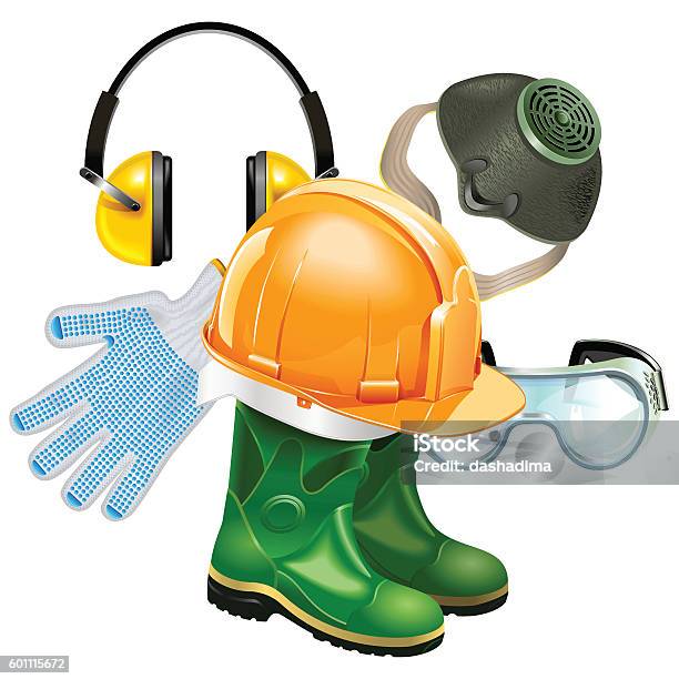 Vector Protective Equipment Concept Stock Illustration - Download Image Now - Safety Equipment, Construction Industry, Protective Glove