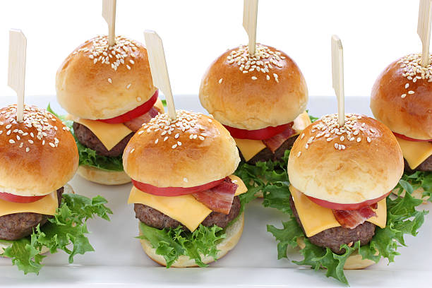 istock mini hamburgers, mini burgers, slider 601117320