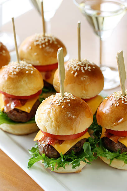 istock mini hamburgers, mini burgers, slider 601117540