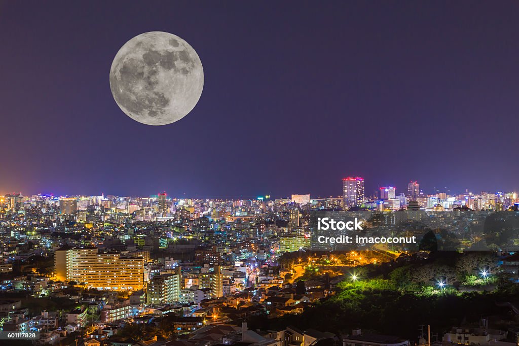 Night view of Naha-shi, Okinawa Night view of Naha City, Okinawa Prefecture Apartment Stock Photo