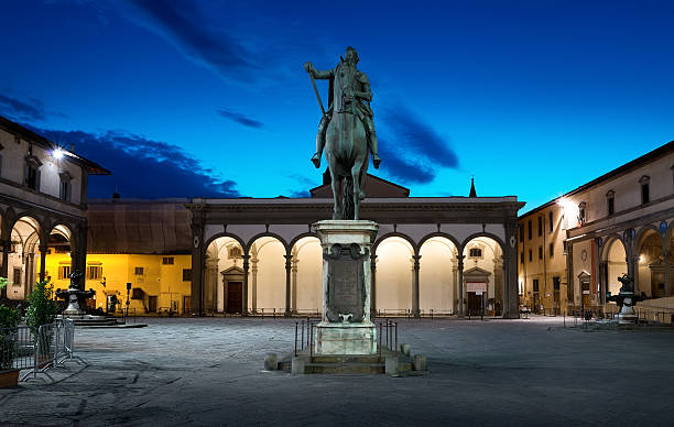 piazza della santissima annunziata - florence italy ancient past architecture photos et images de collection