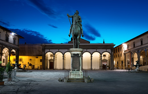 Piazza della Santissima Annunziata and statue of Ferdinando I de Medici in Florence