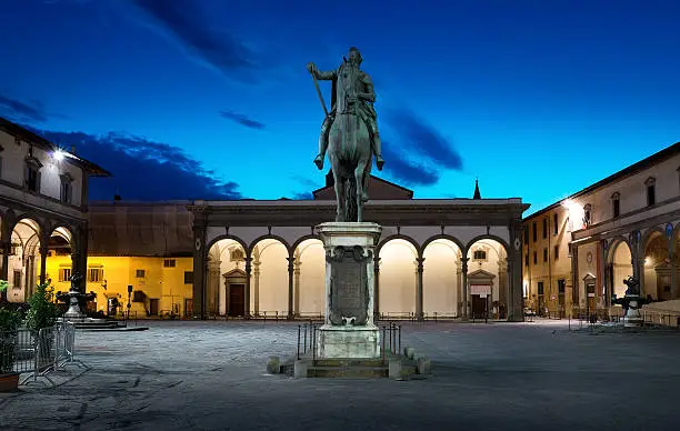 Piazza della Santissima Annunziata and statue of Ferdinando I de Medici in Florence