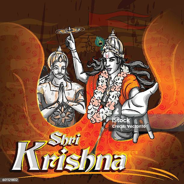 Lord Krishna Indian God Janmashtami Festival Holiday Stock Illustration - Download  Image Now - iStock