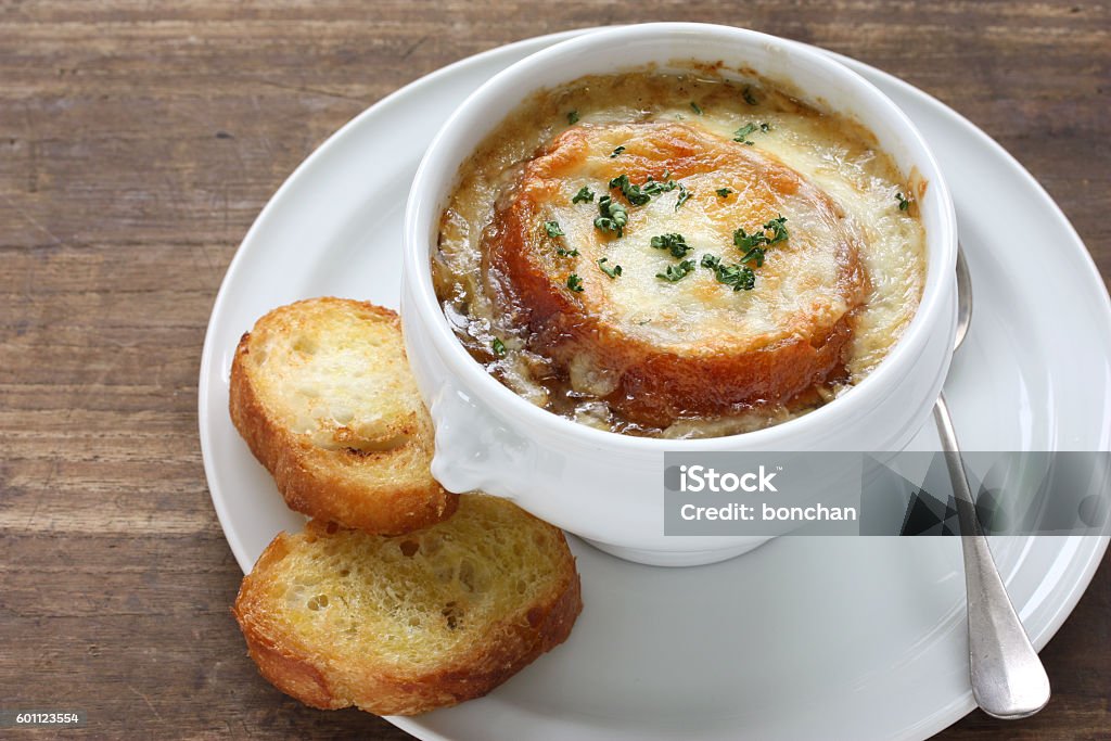 french onion gratin soup Onion Soup Stock Photo