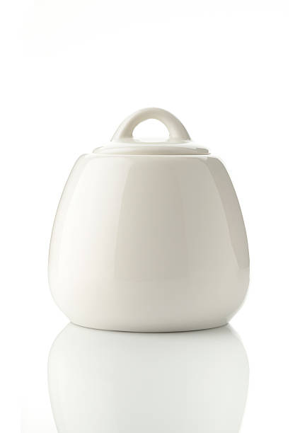 istock White Porcelain Jar with Lid Shot in Studio 601133724