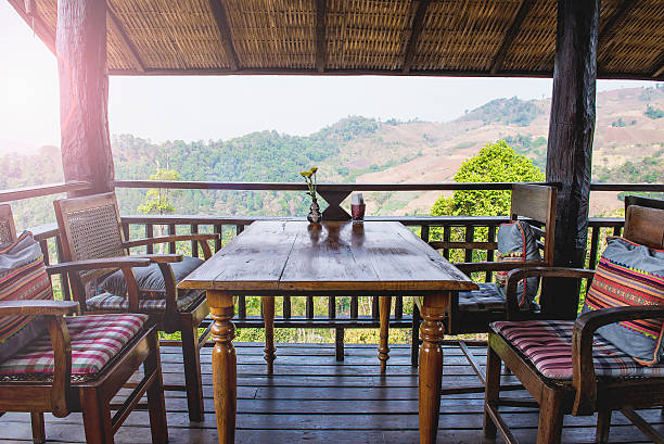 istock Terrace with beautiful mountain 601135340
