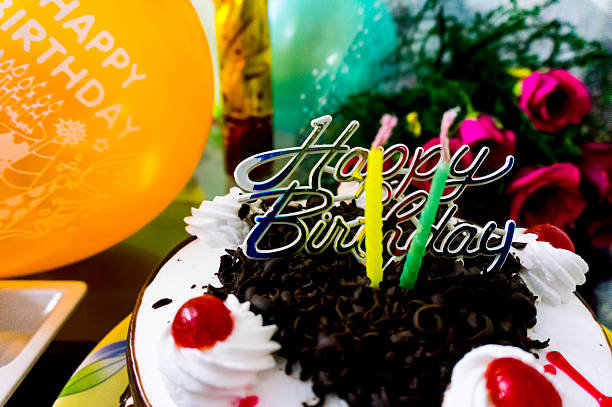 istock beautiful birthday cake with flowers and baloons 601139132