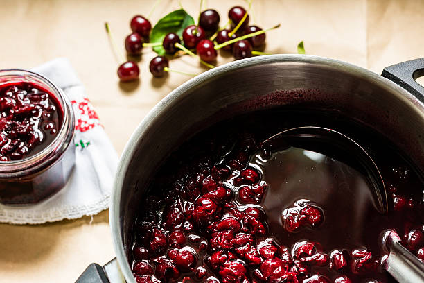 istock Cooked homemade cherry jam in the bowl 601142392