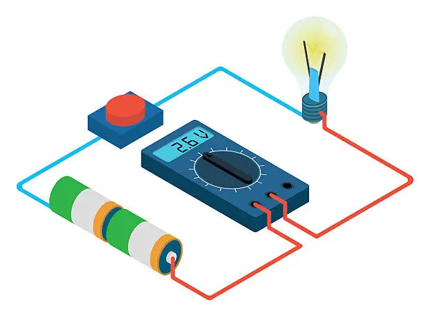 Vector illustration of infographic of measurement multimeters voltage circuit