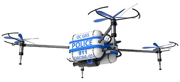 istock Police drone. armed with pepper spray. 601144408