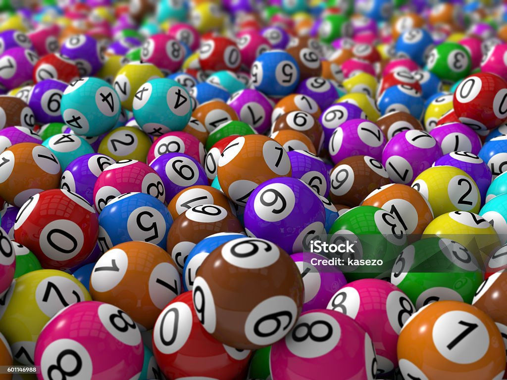 lottery balls with depth of field 3d lottery balls with depth of field. Blue Stock Photo