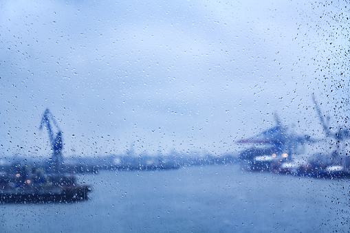 Hamburg raindrops on window