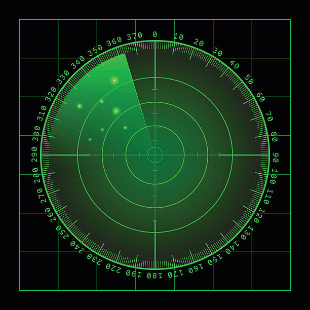 istock Military green radar screen with target. Futuristic HUD interface. Stock 601150322