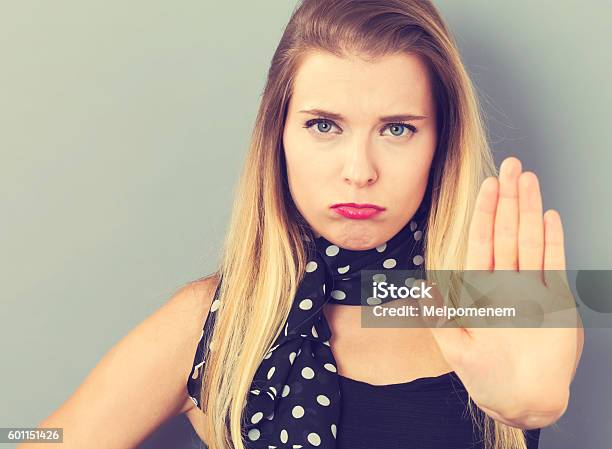 Young Woman Making A Rejection Pose Stock Photo - Download Image Now - Single Word No, Only Women, White People