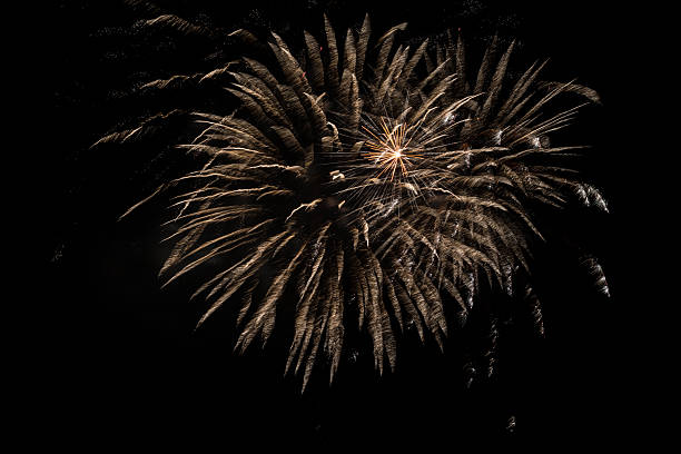 istock Beautiful night view and bright fireworks in sky 601153218
