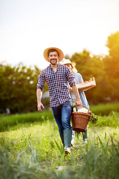 istock Happy couple returning from garden 601154304