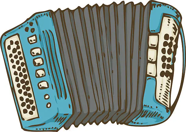 Vector illustration of Blue Russian Bayan or Accordion