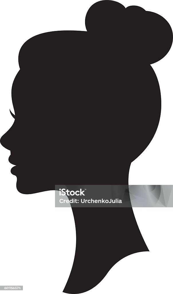 Vector silhouette of a woman with a wedding hairstyle Vector silhouette of a woman with a wedding hairstyle portrait in profile Stock Illustration Women stock vector