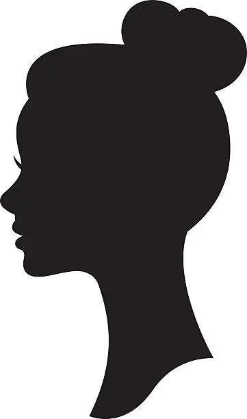 Vector illustration of Vector silhouette of a woman with a wedding hairstyle