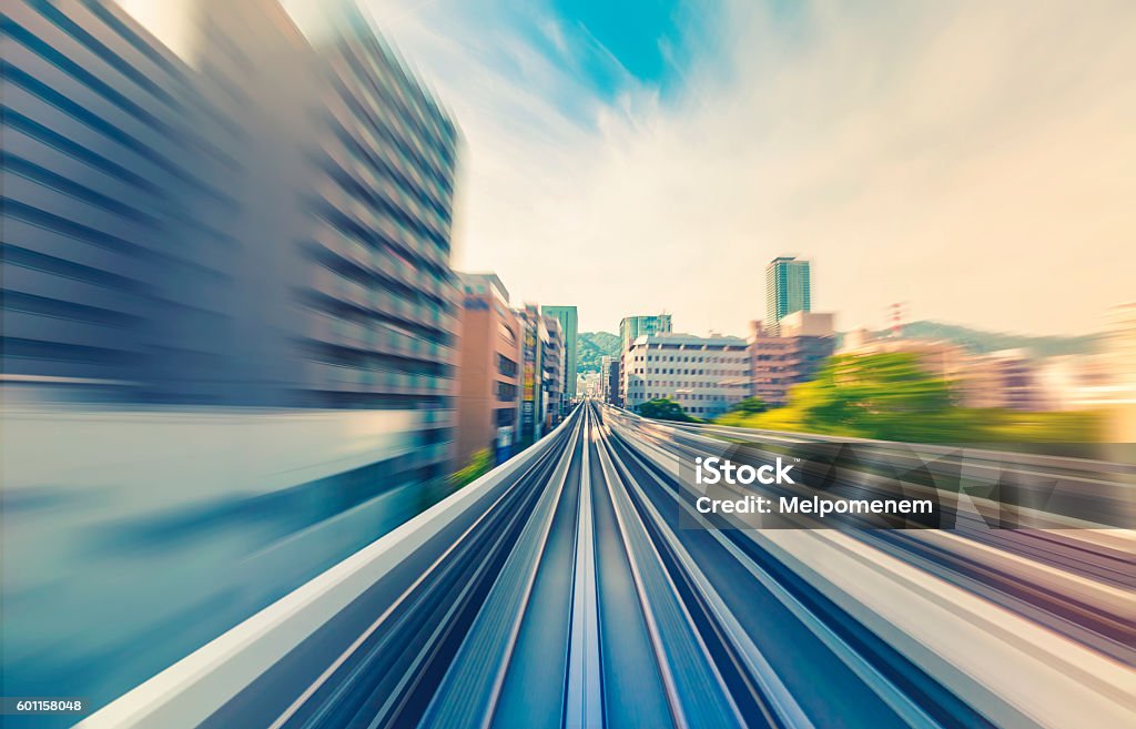 High speed technology concept via the Monorail Abstract high speed technology POV concept image via the  Monorail Abstract Stock Photo