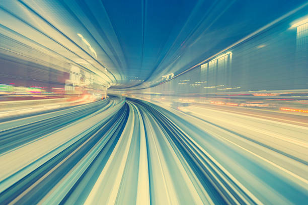 istock High speed technology concept via a Tokyo monorail 601158552