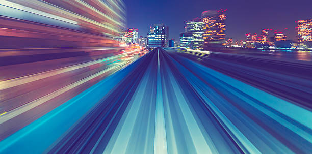 istock High speed technology concept via a Tokyo monorail 601158686