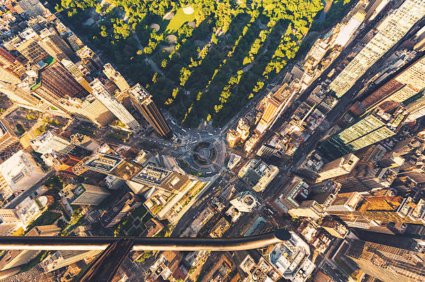 istock Helicopter view of Columbus Circle and Central Park 601158842
