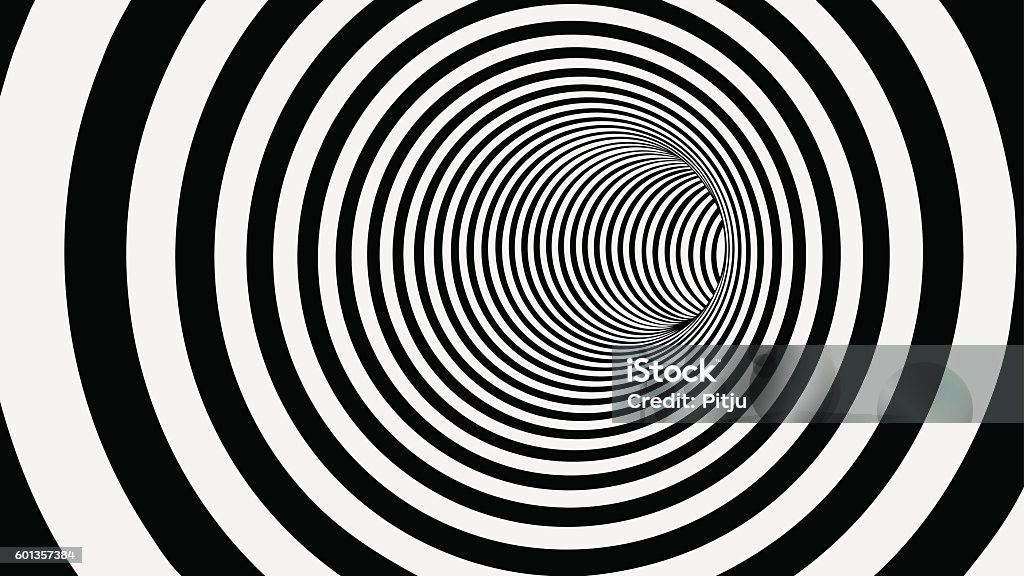 Black and White Circle Striped Abstract Tunnel Black and White Circle Striped Abstract Tunnel Background. Vector Illustration Black Hole - Space stock vector