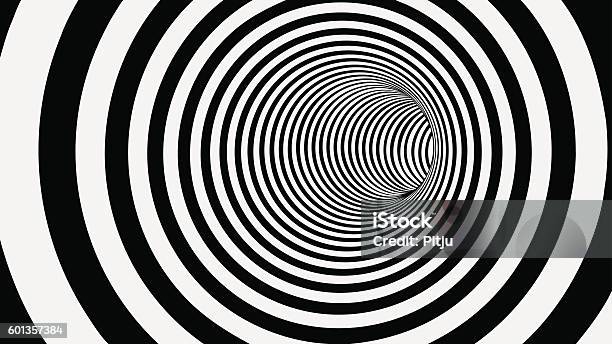 Black And White Circle Striped Abstract Tunnel Stock Illustration - Download Image Now - Black Hole - Space, Tunnel, Vortex
