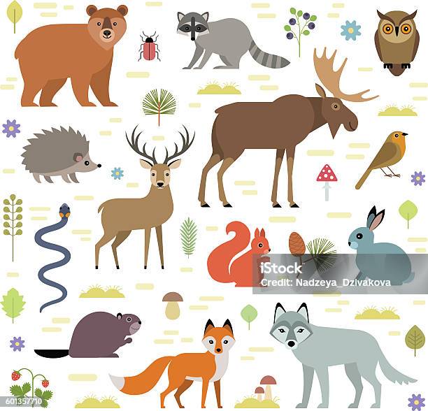 Animaux De La Forêt Vecteurs libres de droits et plus d'images vectorielles de Famille du cerf - Famille du cerf, Vectoriel, Illustration