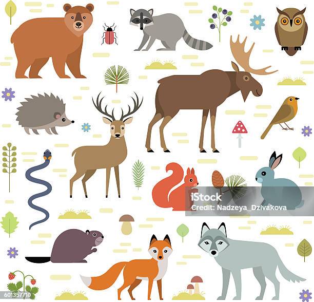 Forest Animals Stock Illustration - Download Image Now - Deer, Vector, Illustration