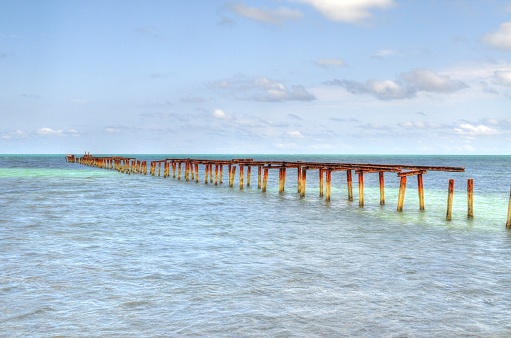 Cuban beach train rails in sea white sand holidays vacation vacances