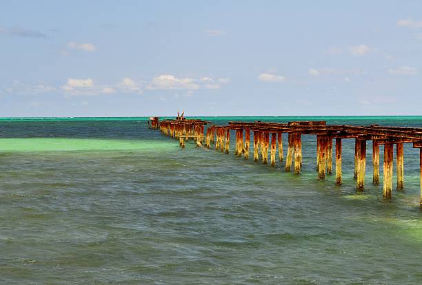 Cuban beach train rails in sea white sand holidays vacation vacances