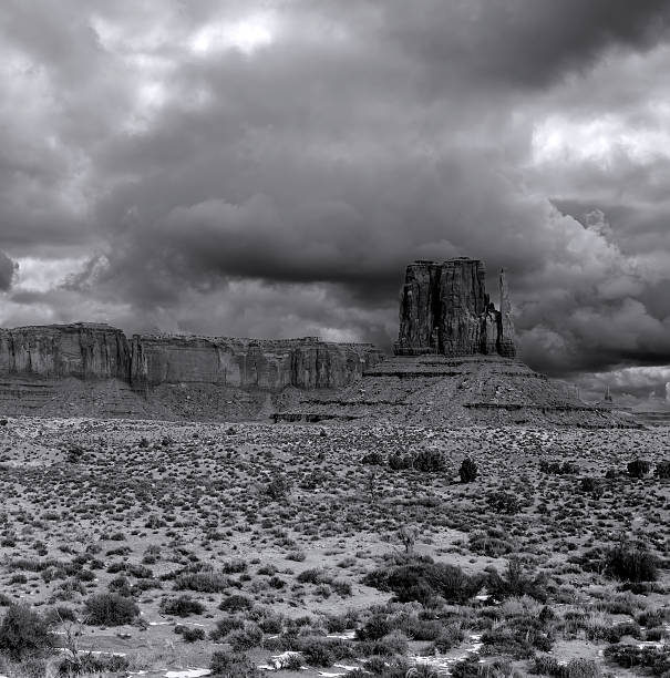 istock Black and White Monument Valley Cloudy Skies 601362860