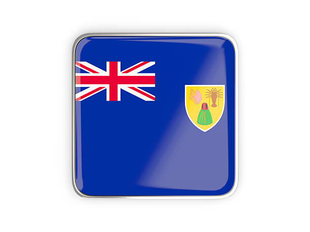 Square icon with flag of turks and caicos islands. 3D illustration