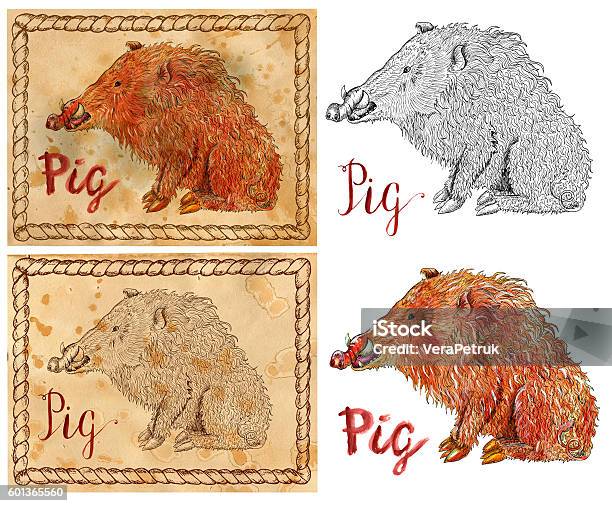 Illustration With Zodiac Animal Symbol Pig Stock Illustration - Download  Image Now - Animal, Animal Wildlife, Art Product - iStock