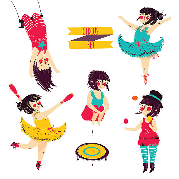 ilustrações, clipart, desenhos animados e ícones de cenário de circo fofo - child swing swinging balance