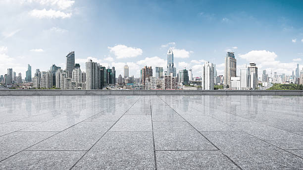istock cityscape and skyline of shanghai from empty brick floor 601367122