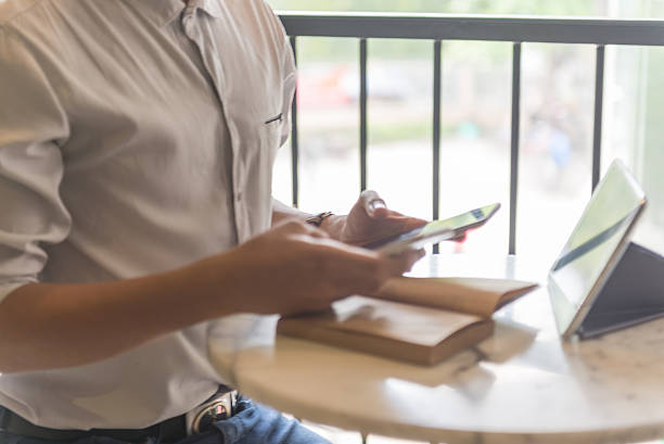 Nowadays people have less manual writing and prefer typing stock photo