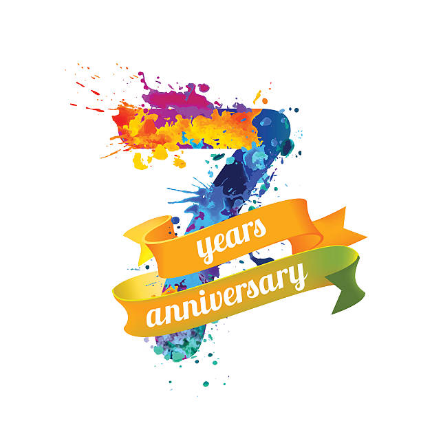 illustrazioni stock, clip art, cartoni animati e icone di tendenza di sette (7) anni anniversario - 6 7 years