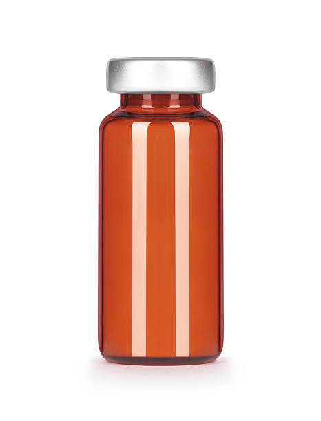 istock Brown blank glass medical bottle isolated on white background 601373708
