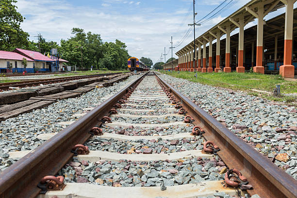 istock Railway tract at train station in Thailand 601374536