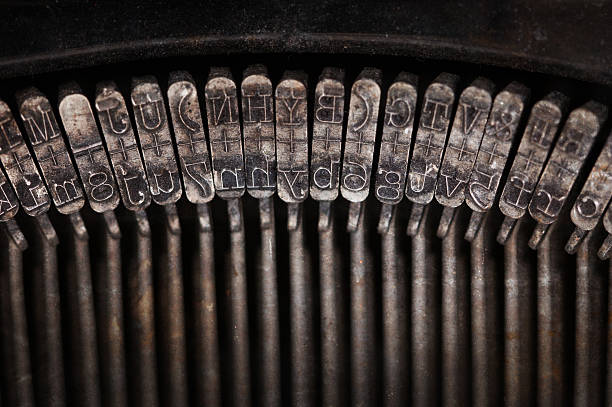 istock Types of vintage typewriter close-up 601374730