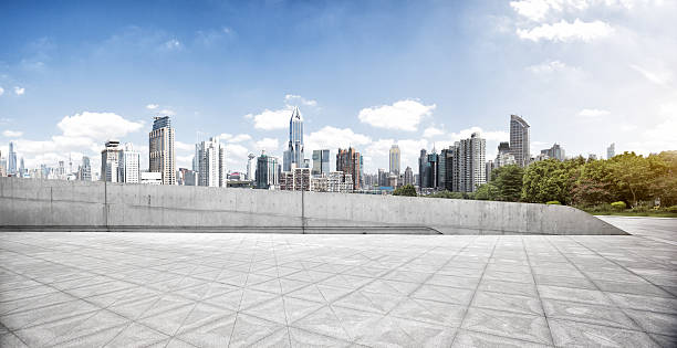 istock cityscape and skyline of shanghai from empty brick floor 601375600