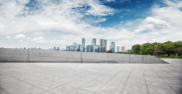 istock cityscape and skyline of shanghai from empty brick floor 601375716