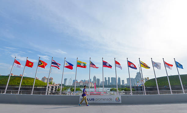 bandeiras nacionais dos países do sudeste asiático - southeast asian ethnicity fotos - fotografias e filmes do acervo